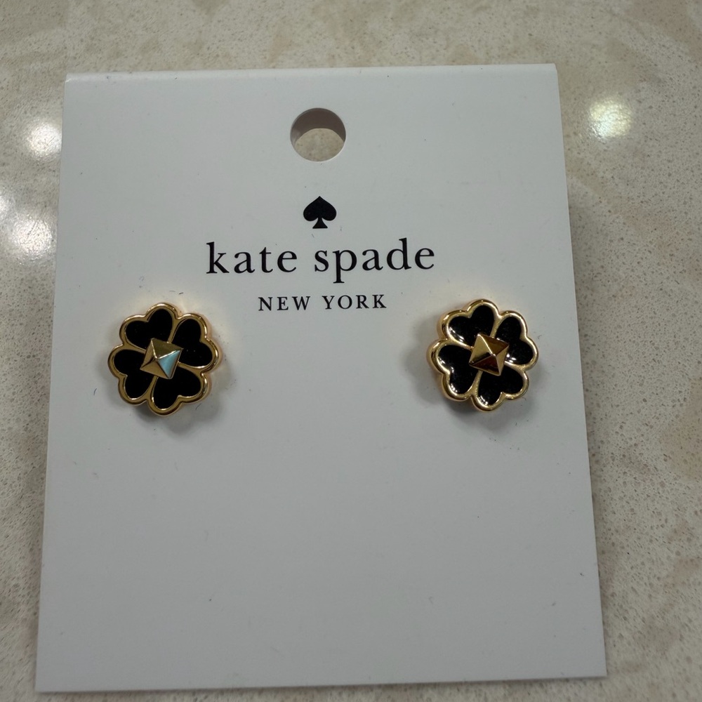 Kate Spade Black and Gold Floral Studs
